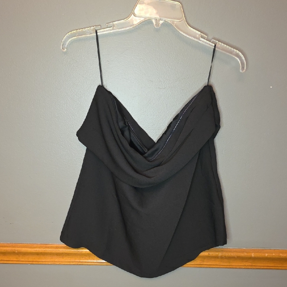 H&M Black Draped Strapless Top